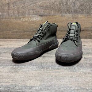 Sperry Halyard Storm Olive Faux Leather Lace Up Boots Men's Size 9.5
